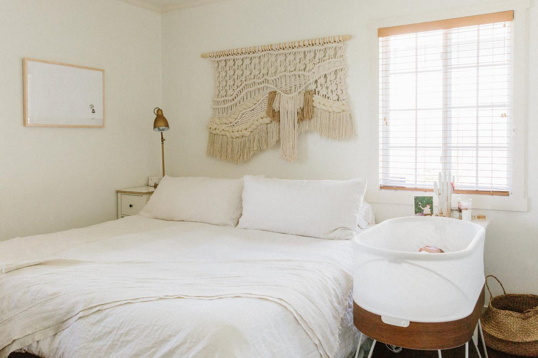 A peaceful adult room with a SNOO Smart Sleeper