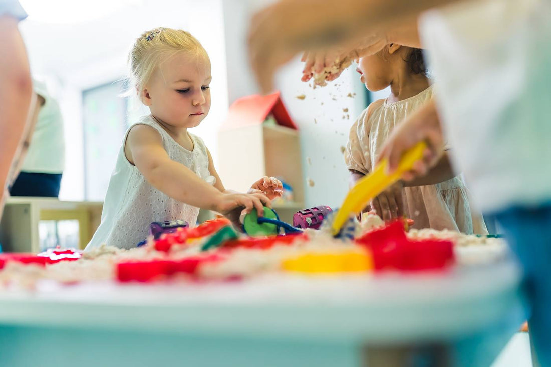 Children playing at first day of daycare