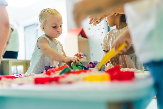 Children playing at first day of daycare